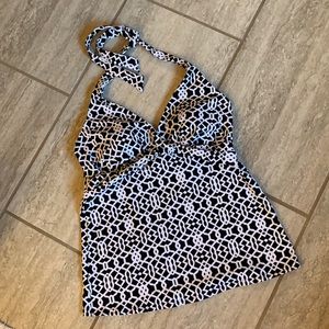 Lands End black white halter tankini top LIKE NEW